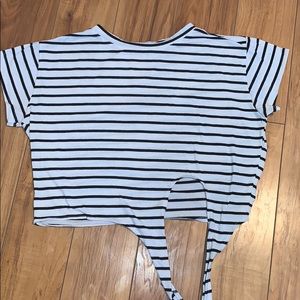 Black and white tie crop top